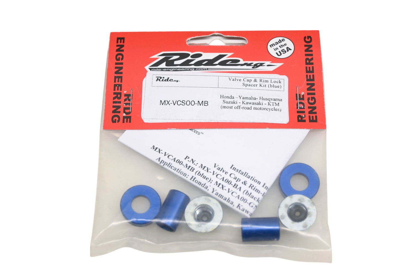 Ride Engineering MX-VCS00-MB Blue Valve Cap & Rim Lock Spacer Kit NOS