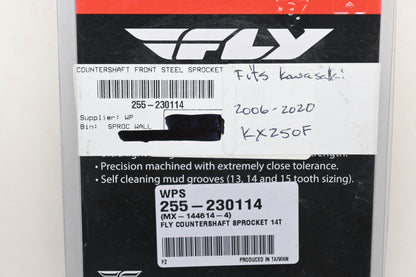 Fly Racing 255-230114, MX-144614-4 Kawasaki 14T Countershaft Front Steel Sprocket NOS
