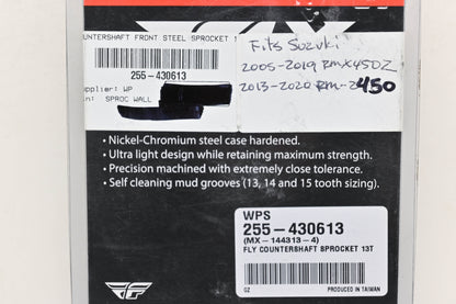Fly Racing 255-430613, MX-144313-4 Suzuki 13T Countershaft Front Steel Sprocket NOS