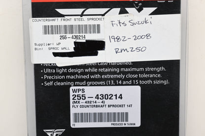 Fly Racing 255-430214, MX-43214-4 Suzuki 14T Countershaft Front Steel Sprocket NOS