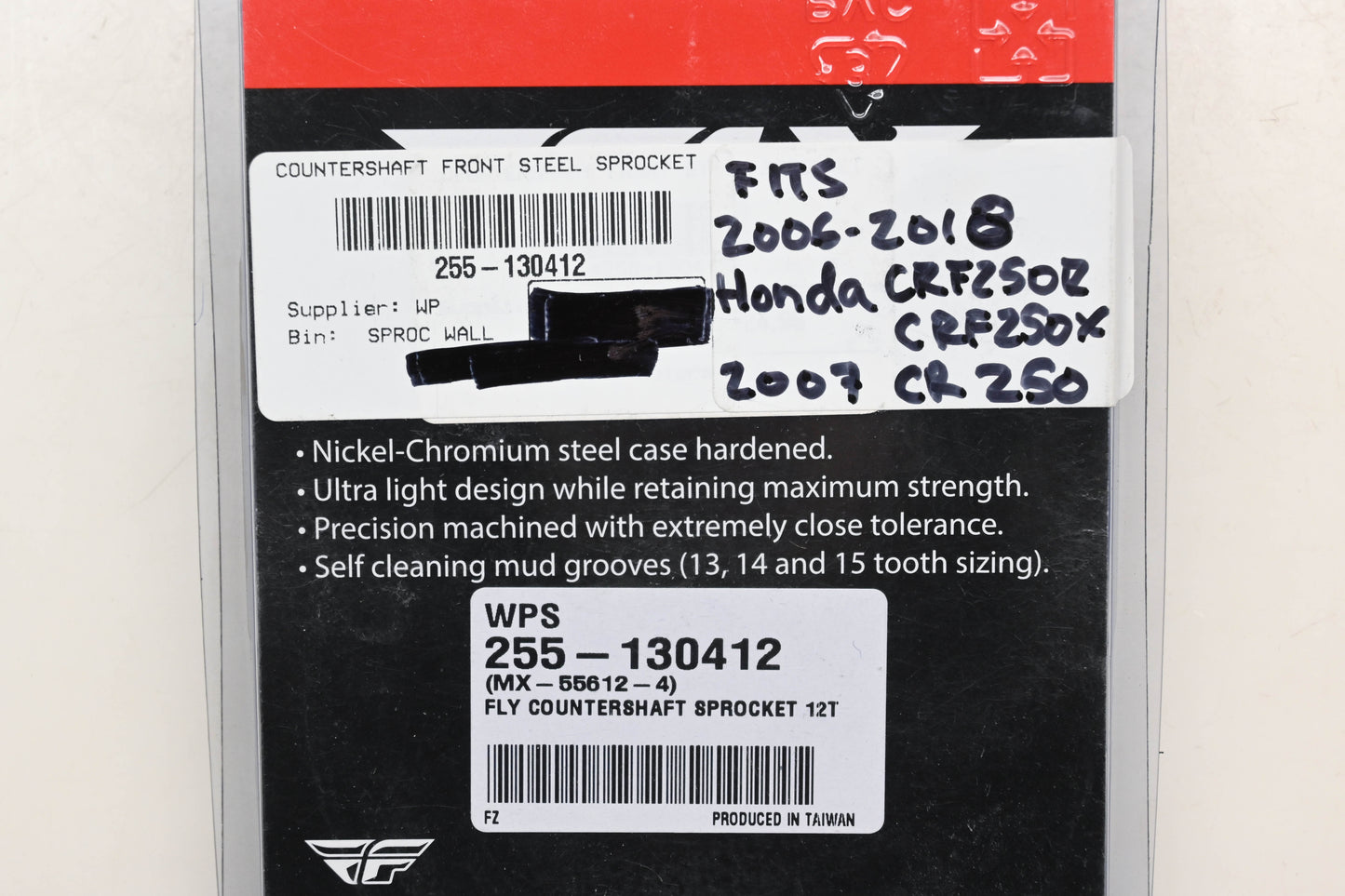 Fly Racing 255-130412, MX-55612-4 Honda 12T Countershaft Front Steel Sprocket NOS