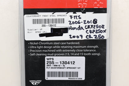 Fly Racing 255-130412, MX-55612-4 Honda 12T Countershaft Front Steel Sprocket NOS