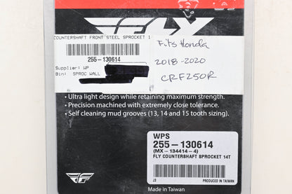 Fly Racing 255-130614, MX-134414-4 Honda 14T Countershaft Front Steel Sprocket NOS