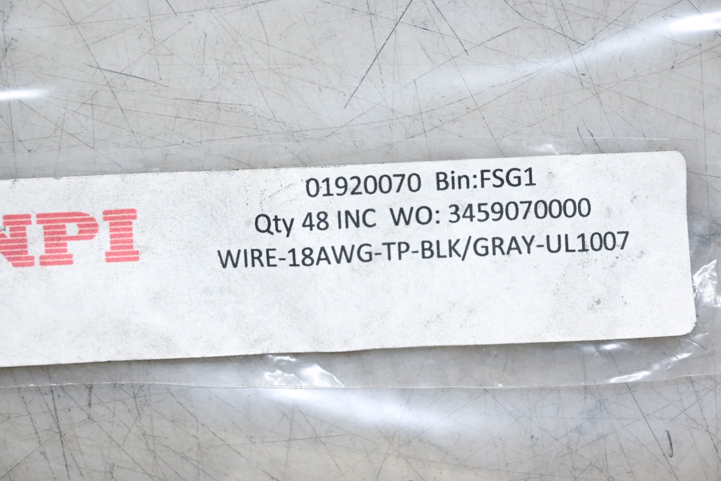 NPI 01920070 4ft 18AWG Wire Black/Gray NOS