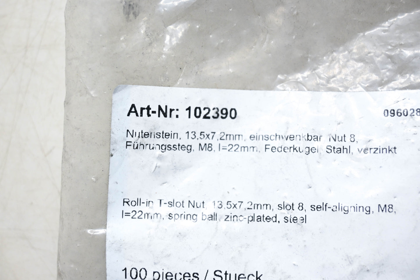 Fath 102390 Roll-in T Slot Nuts 13.5mm x 7.2mm Qty 57 NOS