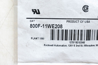 Allen-Bradley 800F-11WE208 Legend Plate NOS