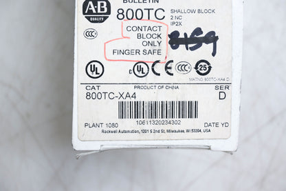 Allen-Bradley 800TC-XA4 Finger Safe Contact Block NOS