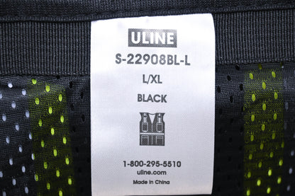 ULine S-22908BL-L Colored Safety Vest Black L/XL NOS