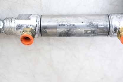 SMC NCMC075-0100 Pneumatic Cylinder with Bracket NOS