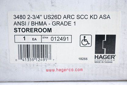 Hager 012491 Storeroom Lock Grade 1 NOS