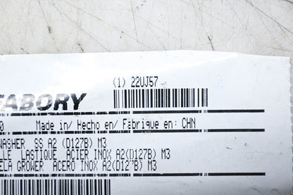 Fabory 22UJ57 A2 Stainless Steel Lock Washers (D127B) M3 Qty 50 NOS