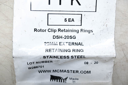 MCMaster DSH-20SG Rotor Clip Retaining Rings Qty 24