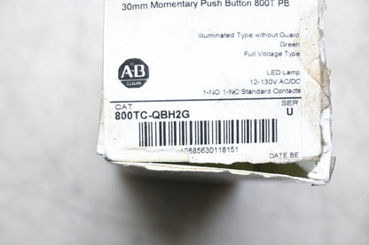 Allen-Bradley 800TC-QBH2G 30mm Green Momentary Push Button NOS