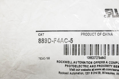 Allen-Bradley 889D-F4AC-5 4-Pin Cord Set Female Straight 5m NOS