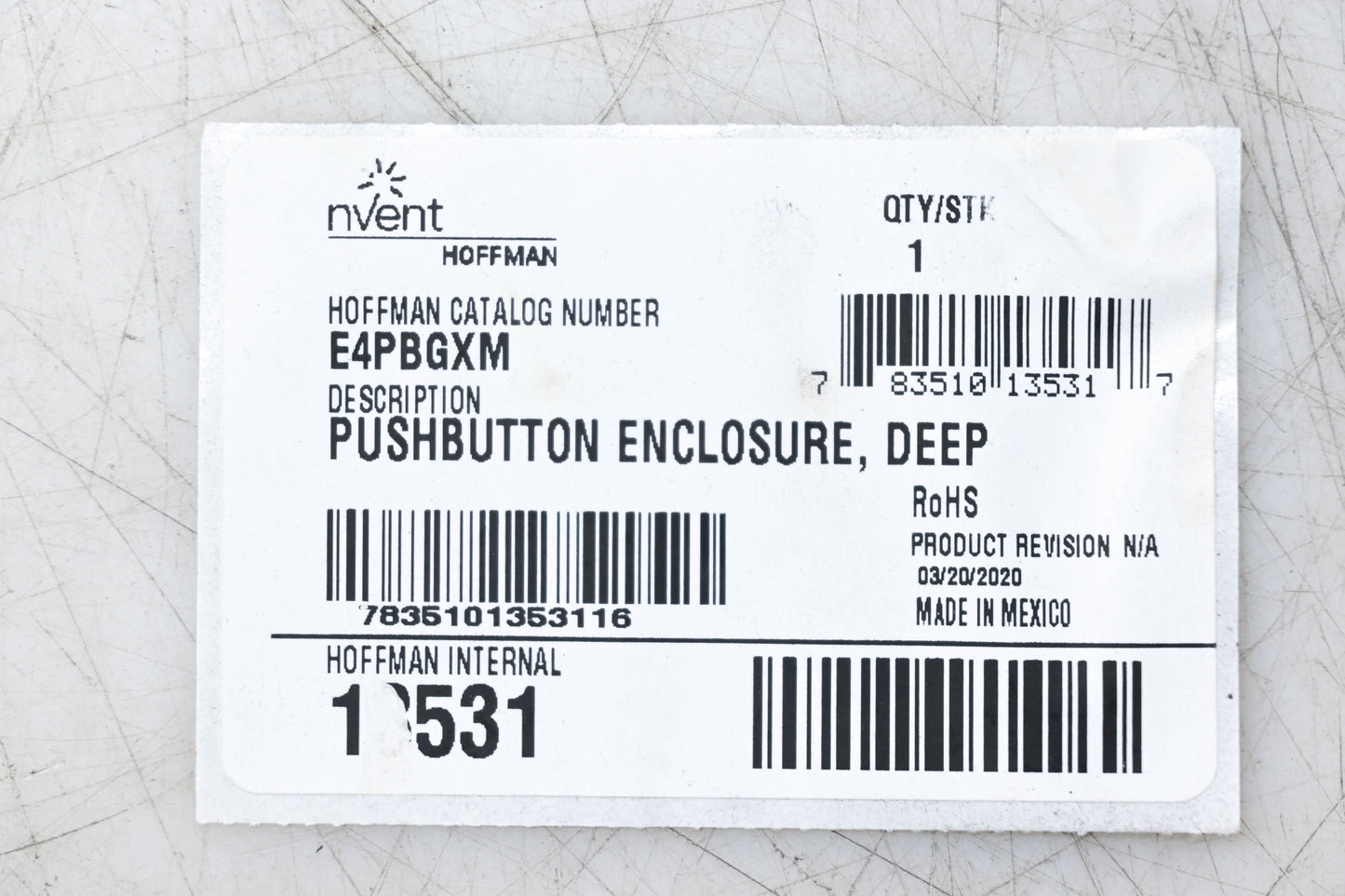 Hoffman E4PBGXM Push Button Enclosure NOS