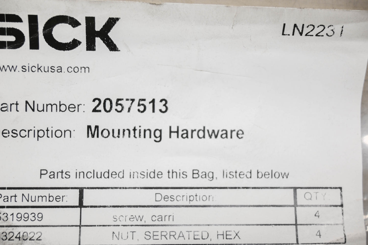 Sick 2057513 Mounting Hardware Kit NOS
