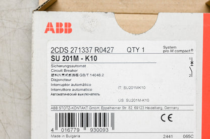 ABB 2CDS 271337 R0427, SU 201M-K10 Circuit Breaker NOS