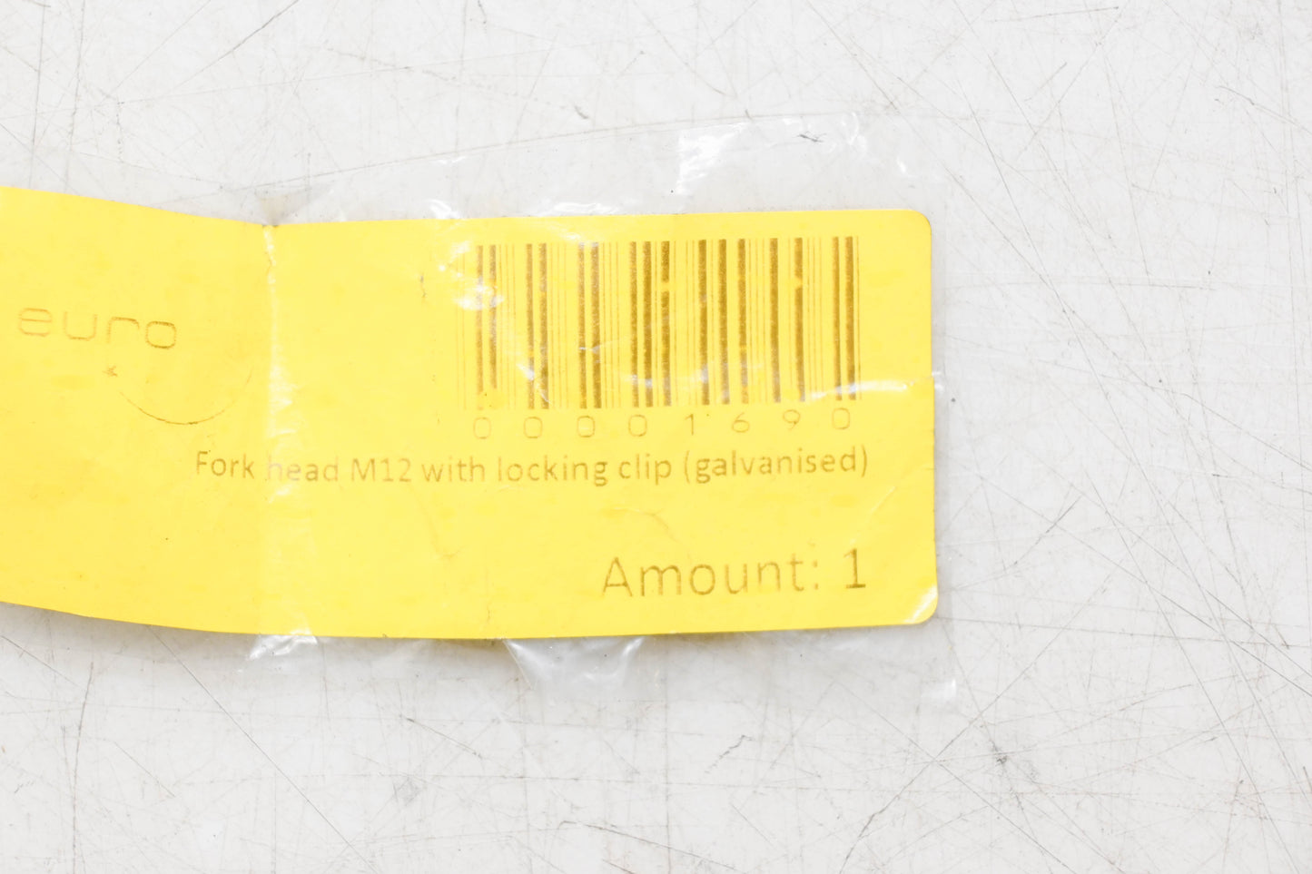 EuroSort 00001690 Galvanized Fork Head M12 with Locking Clip NOS