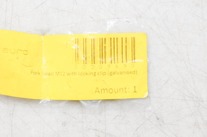 EuroSort 00001690 Galvanized Fork Head M12 with Locking Clip NOS