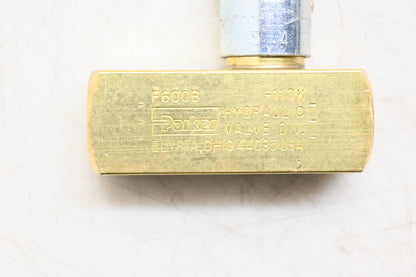 Parker F600B Brass Inline Flow Control Valve NOS