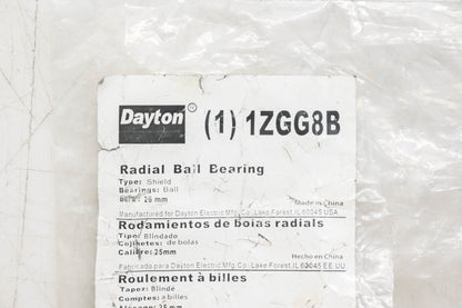 Dayton 1ZGG8B 25mm Radial Ball Bearing NOS