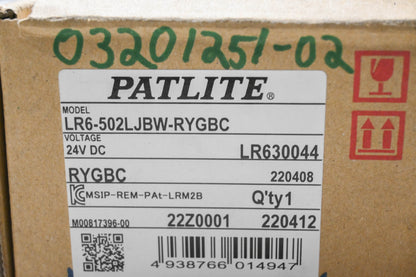 Patlite LR6-502LJBW-RYGBC Signal Tower NOS
