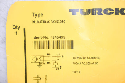 Turck 4345498, BI10-G30-AZ3X/S1030 Inductive Sensor NOS