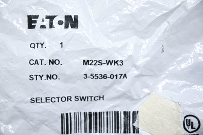 Eaton M22S-WK3 Selector Switch NOS