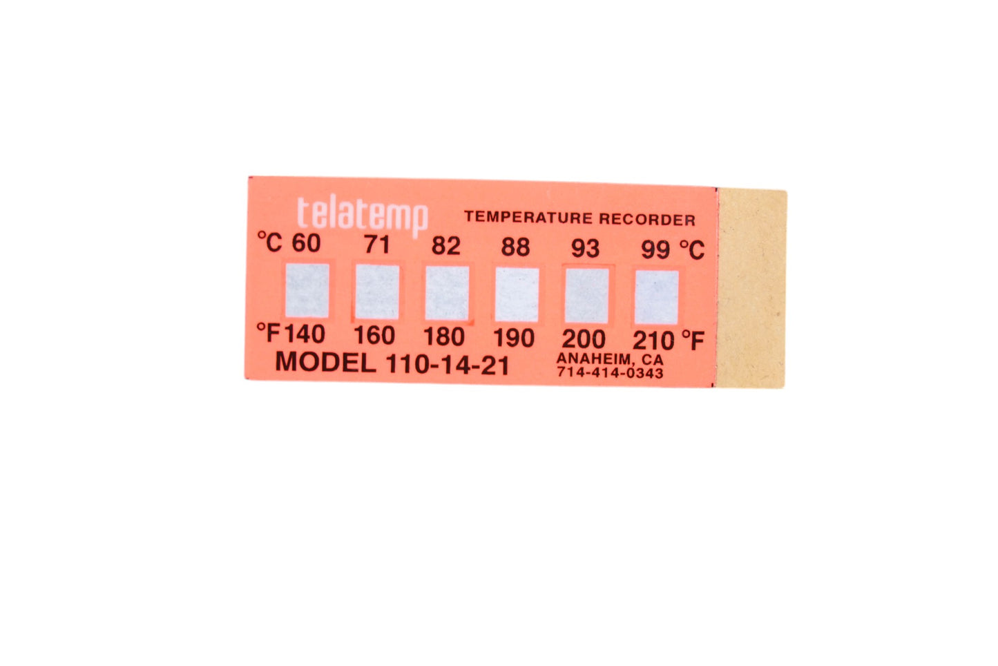 telatemp 110-14-21 Non-Reversible Temperature Indicators Qty 2 NOS