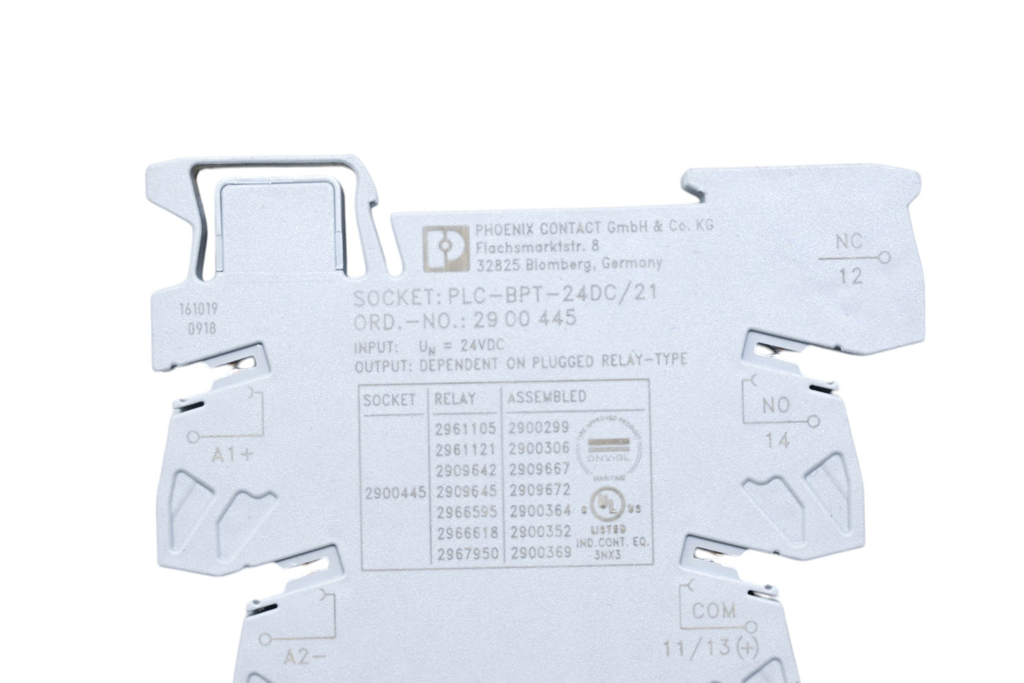 Phoenix Contact PLC-BPT-24DC/21, 2961105 Relay Socket with Relay NOS