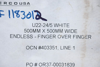 Derco USA U22-24/5 Negative Oval Surface White Conveyor Belt 500x500mm NOS