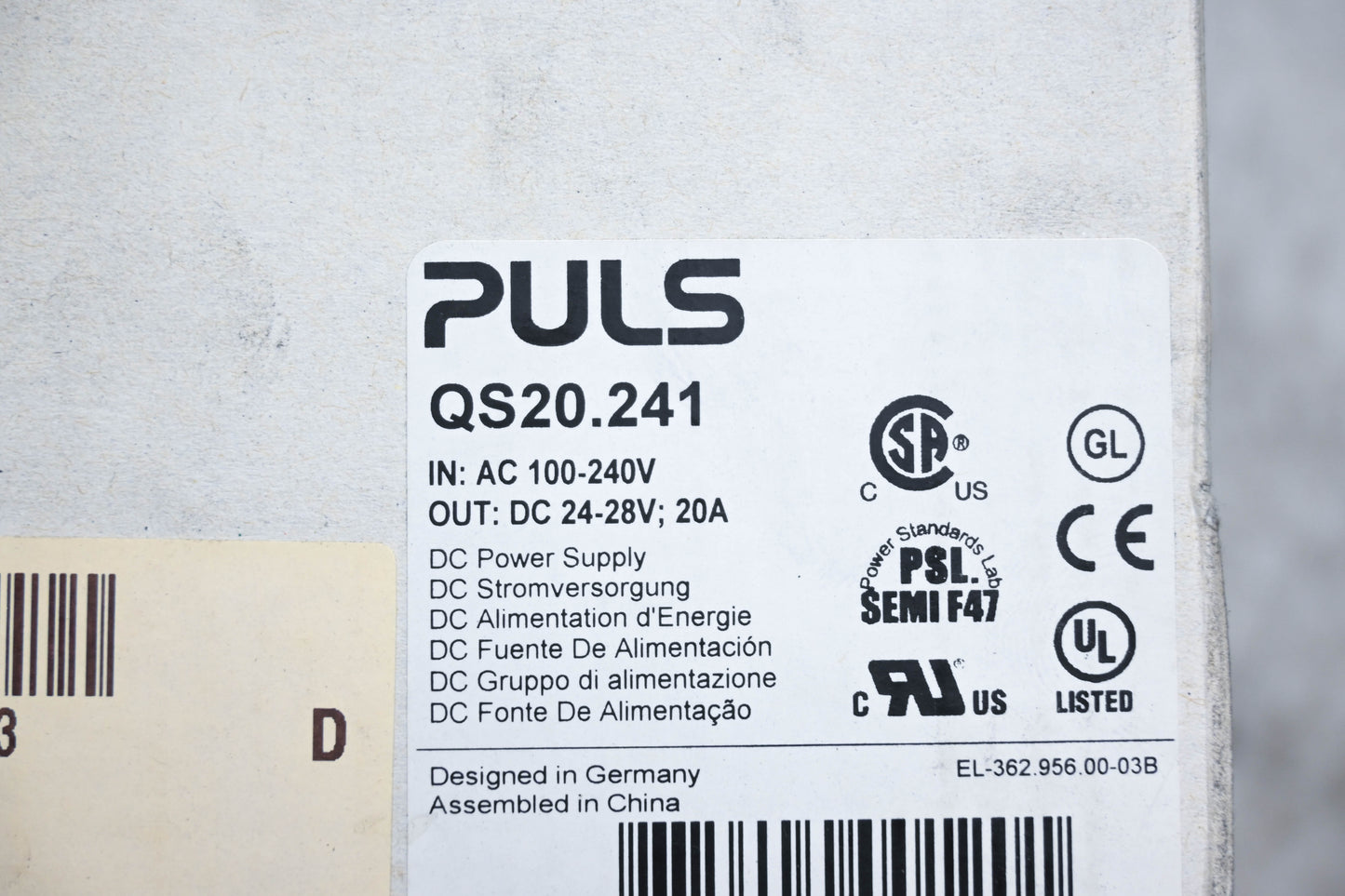 Puls QS20.241 DC Power Supply NOS