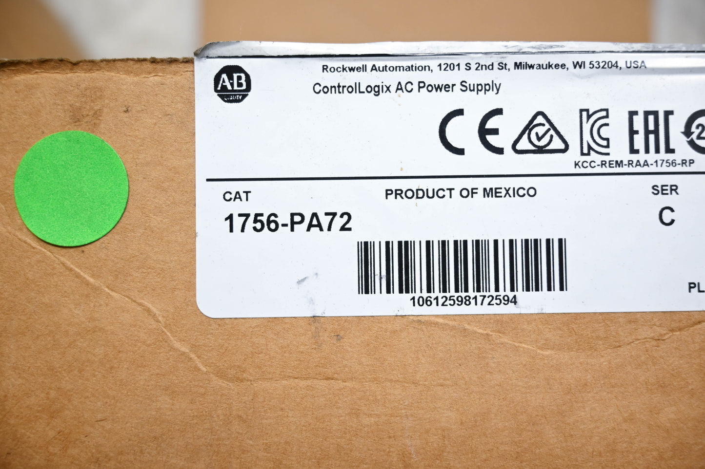 Allen-Bradley 1756-PA72 ControlLogix AC Power Supply NOS