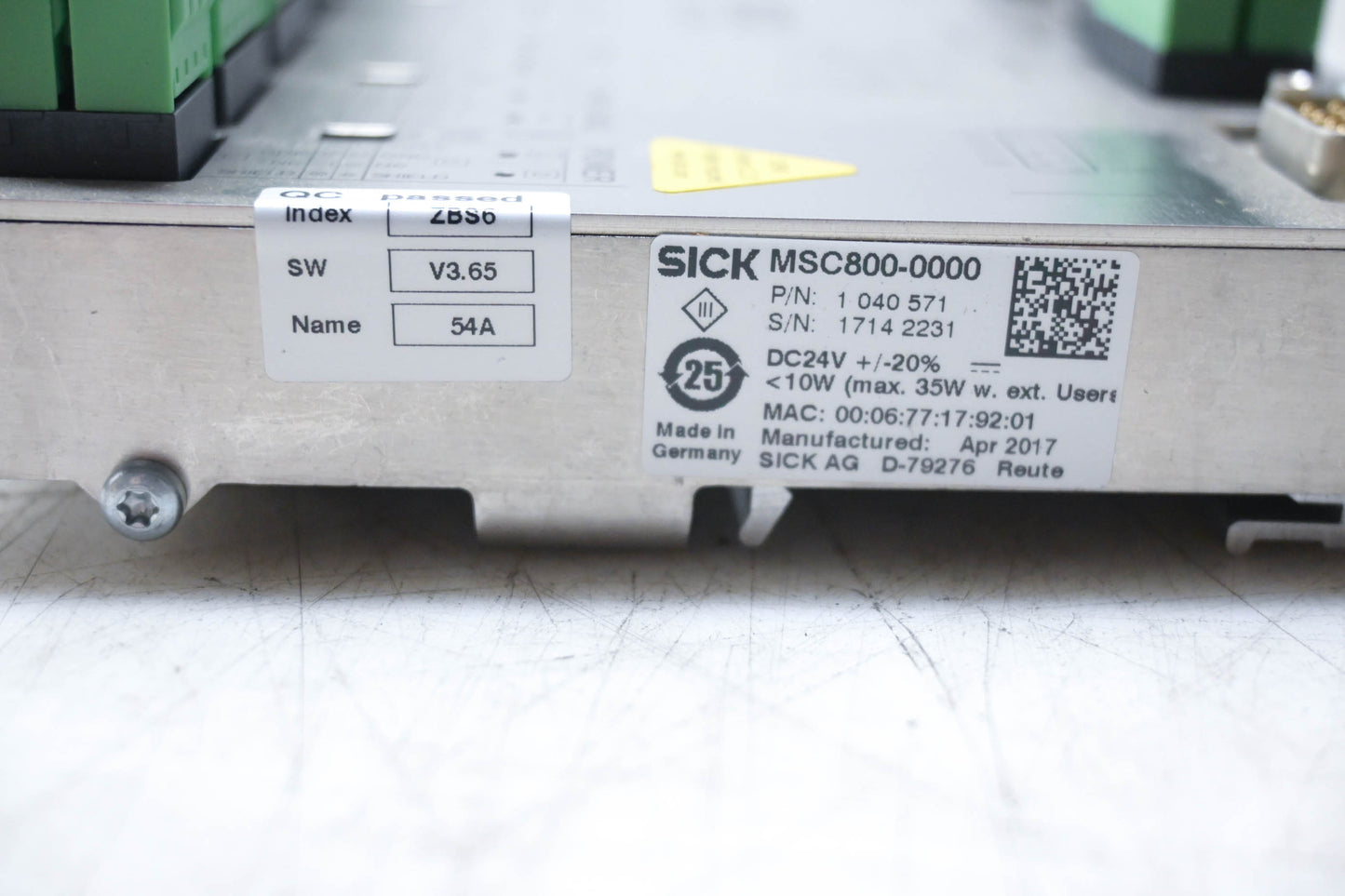 Sick MSC800-0000 Modular System Track Trace Controller, Software Version V3.65 NOS