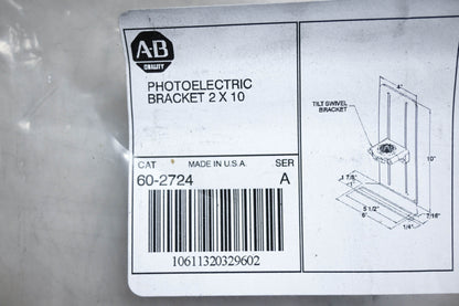 Allen-Bradley 60-2724 Photoelectric Bracket 2x10" NOS