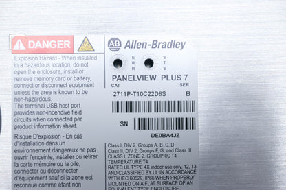 Allen-Bradley 2711P-T10C22D8S PanelView Plus 7 Color Touch 10" NOS