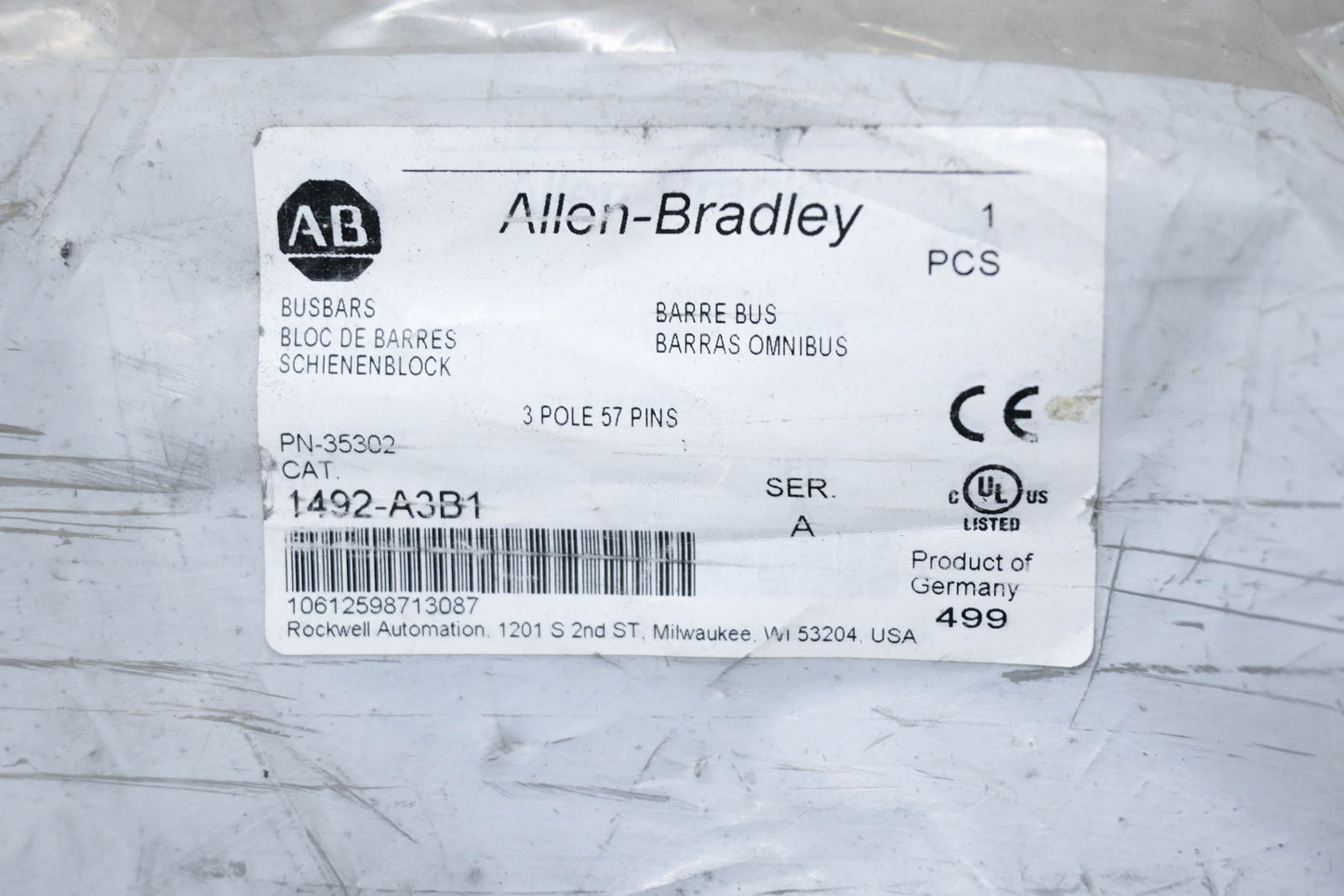 Allen-Bradley 1492-A3B1 Series A Bus Bar 40" NOS