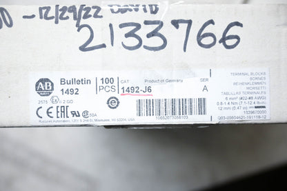 Allen-Bradley 1492-J6 Terminal Blocks Qty 100 NOS