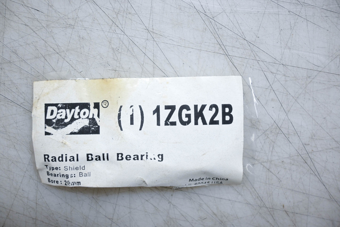 Dayton 1ZGK2B Radial Ball Bearing NOS