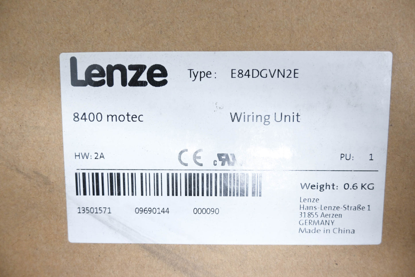 Lenze E84DGVN2E Wiring Unit NOS