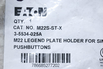 Eaton M22S-ST-X Push Button Plate Holders Qty 25 NOS