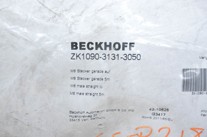Beckhoff ZK1090-3131-3050 M8 Male Straight to M8 Male Straight 5m Cable NOS