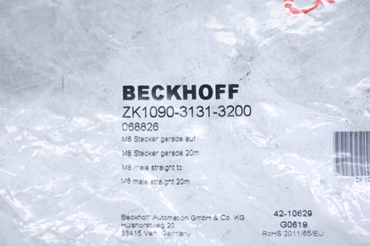 Beckhoff ZK1090-3131-3200 M8 Male Straight to M8 Male Straight 20m Cable NOS