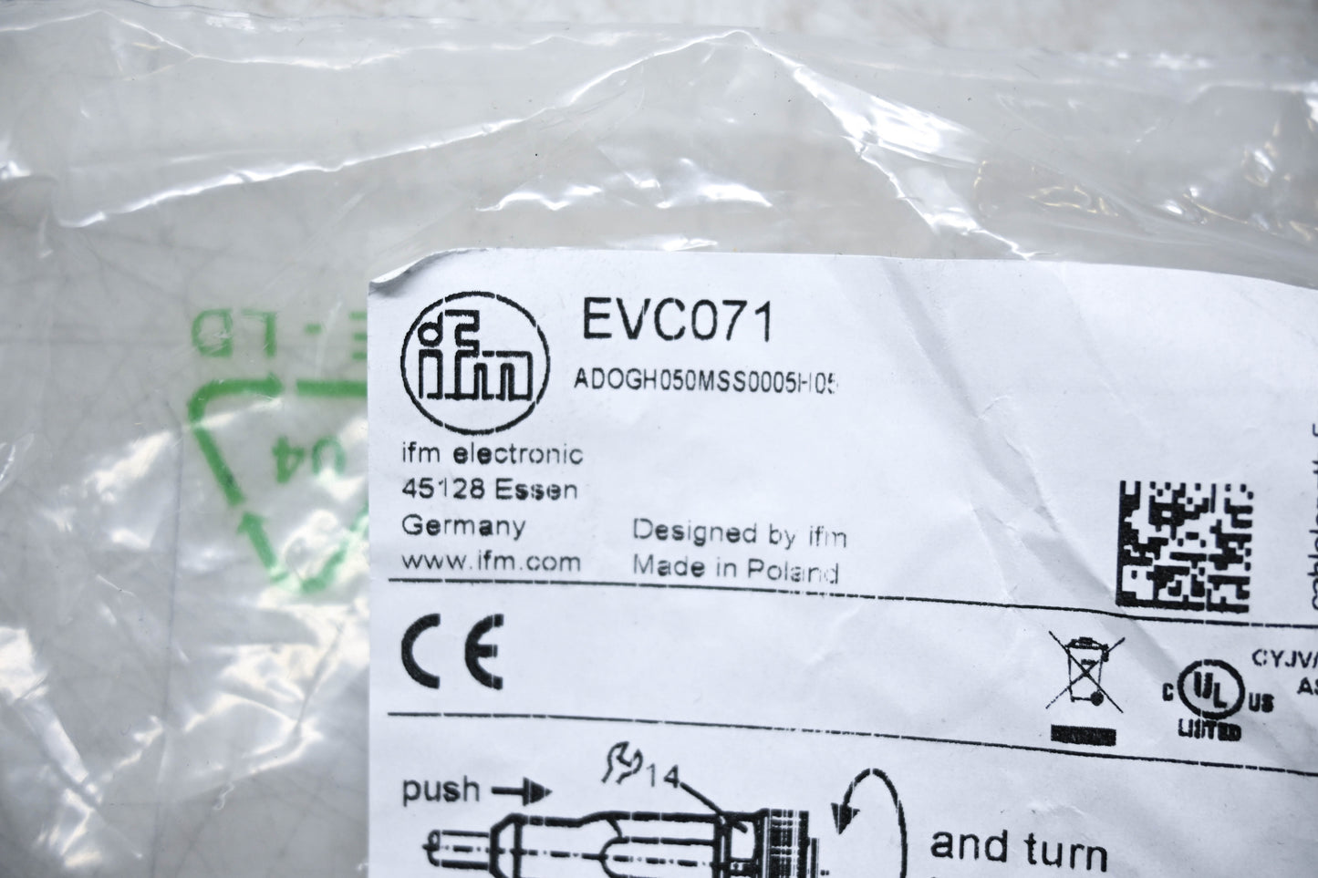 IFM EVC071 Connecting Cable 60V AC/60V DC NOS