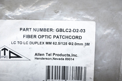 Allen Tel GBLC2-D2-03 Fiber Optic Patchcord NOS
