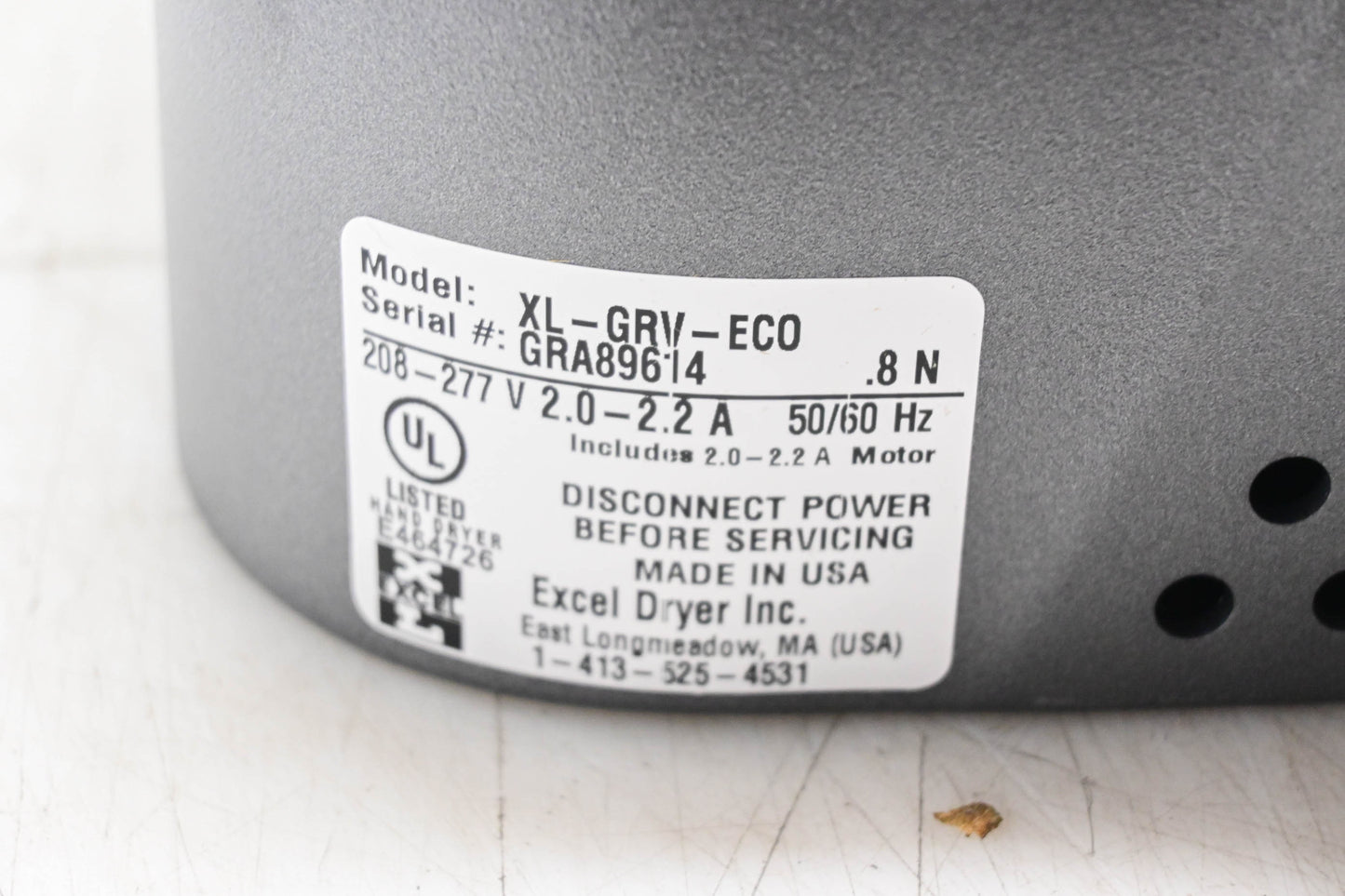 Excel Dryer XL-GRV-ECO Textured Graphite Xlerator Hand Dryer NOS