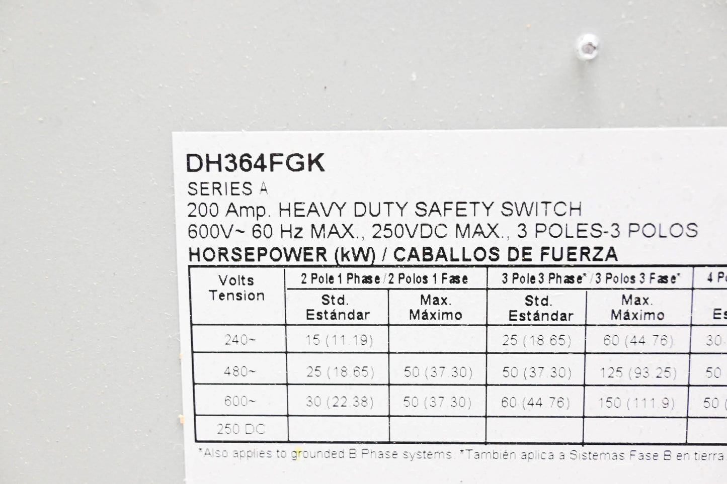 Eaton DH364FGK Heavy Duty Safety Switch NOS