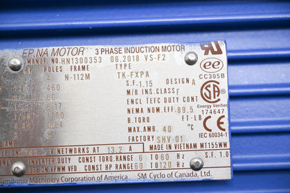 Sumitomo Machinery TK-FXPA, CNHM5-6125Y-EP-35 3-Phase Induction Motor NOS