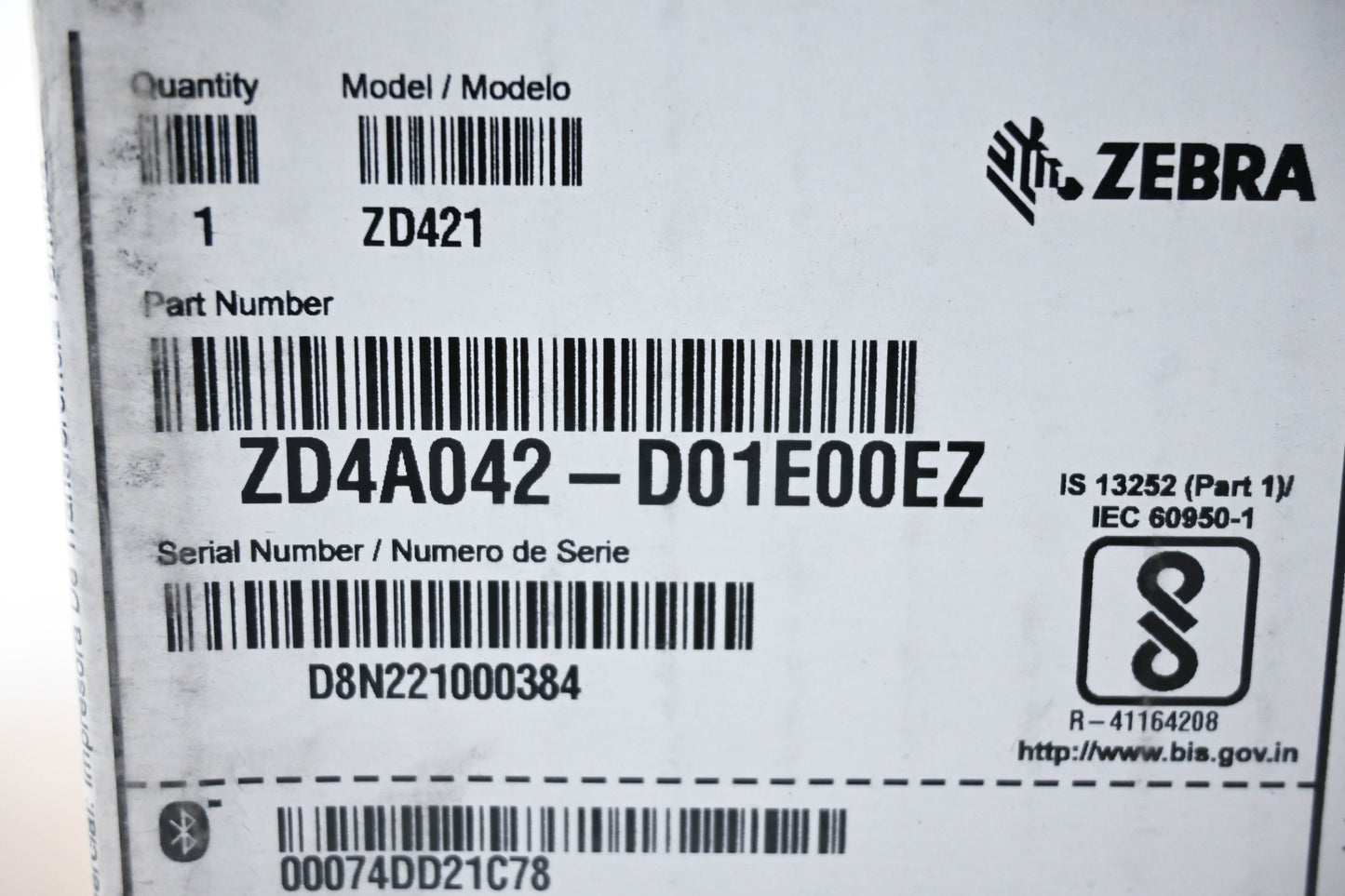 Zebra ZD4A042-D01E00EZ ZD421 Barcode Label Printer NOS