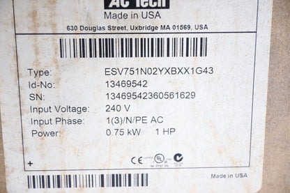 Lenze ESV751N02YXBXX1G43, 13469542 SMVector Frequency Inverter NOS